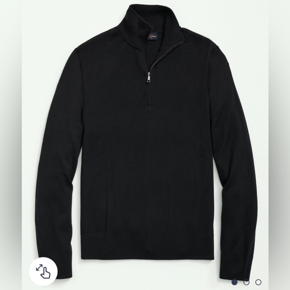 Brooks Brothers Tech Merino Wool Black 1/4 Zip Long Sleeve Sweater Size XXL